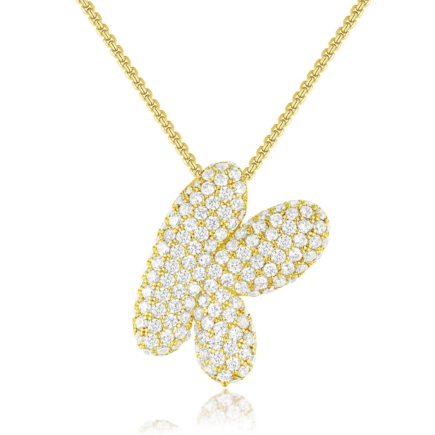 Luxury Elegant Gold Silver Plated Brass Letter Pendant Necklace with Cubic Zirconia for Women