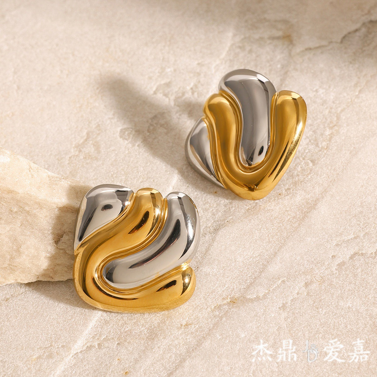Elegant Geometric Square Stainless Steel and Titanium Steel Plated Earrings for Women