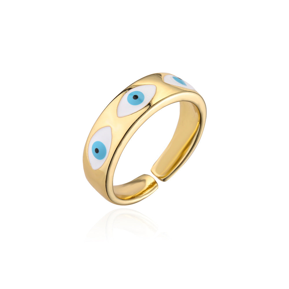 Minimalist Geometric Open Ring in Copper with Real Gold Plating and Enamel Finish