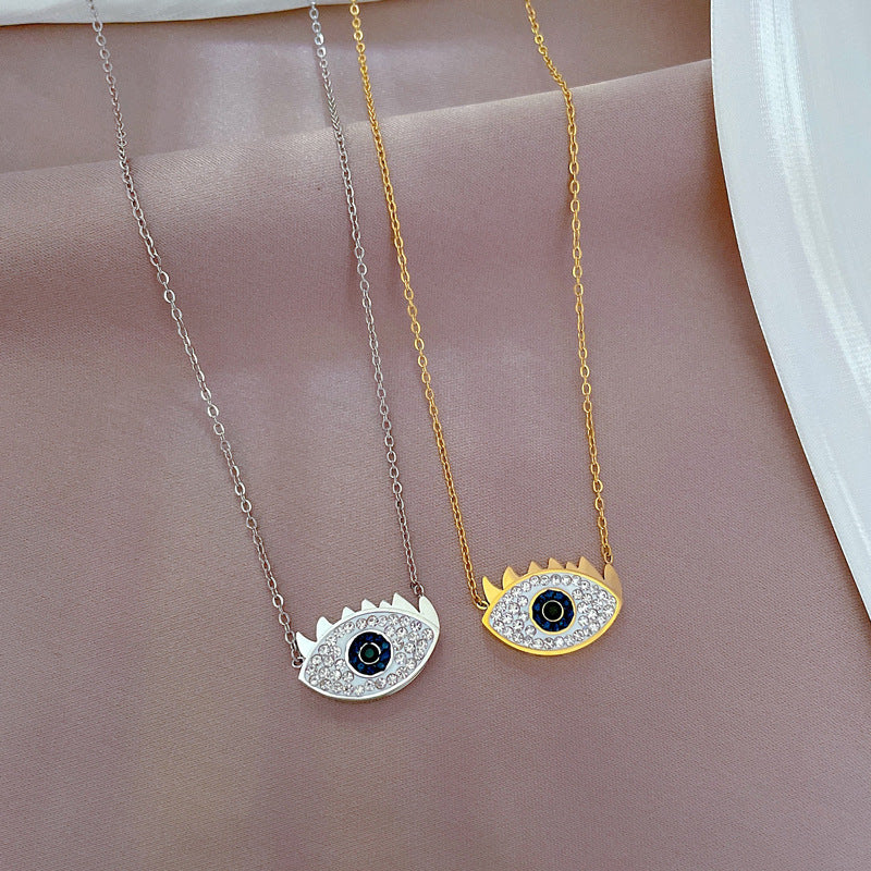 Elegante collar con colgante geométrico de acero de titanio para mujer con locket de cadena chapado en oro, delicada joya para la clavícula