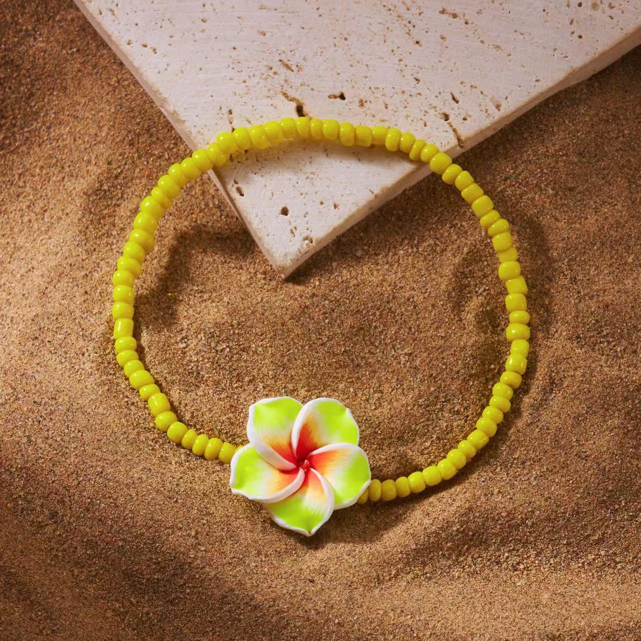 Bohemian Minimalist Gradient Floral Resin Beaded Bracelet
