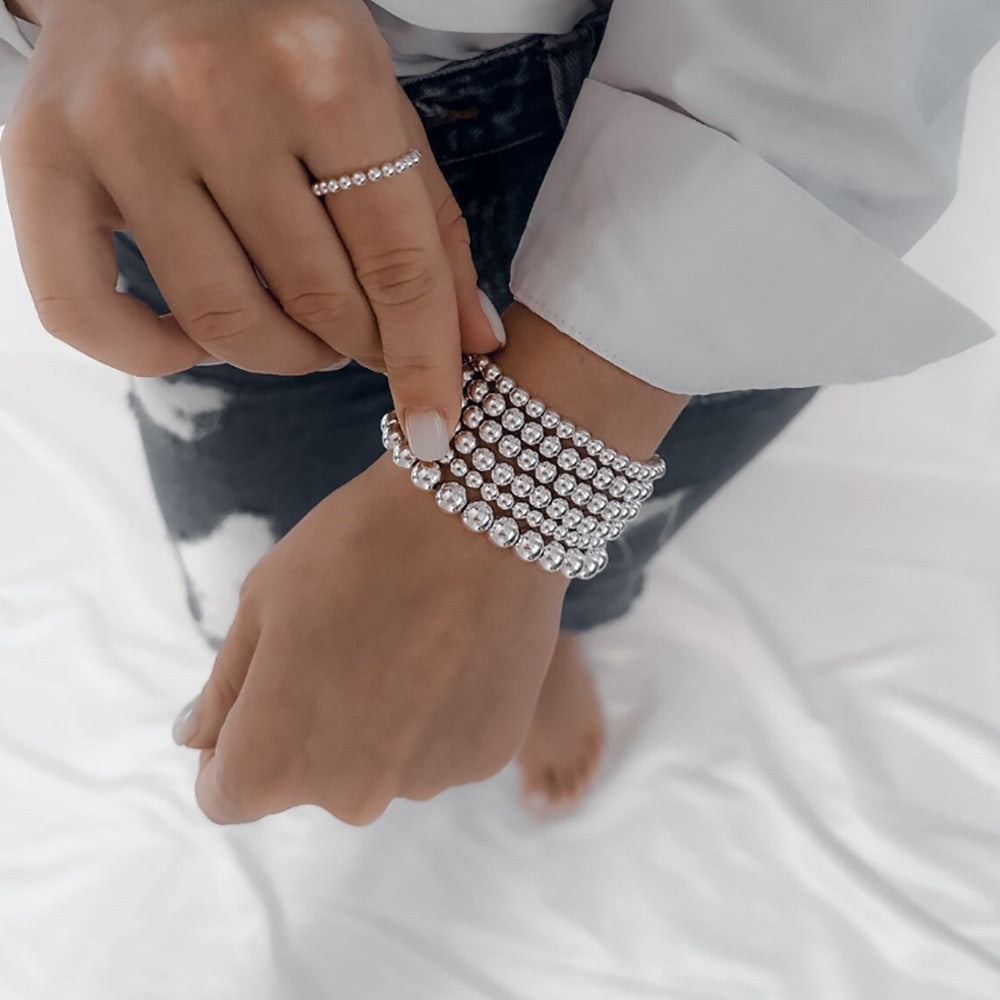 Geometric Round Acrylic Beaded Bracelet for Women