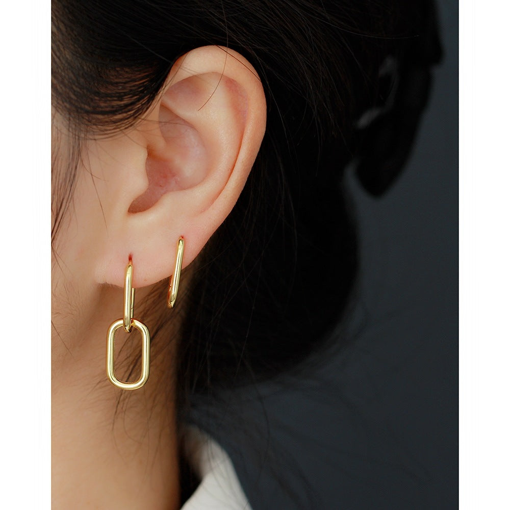 S925 Sterling Silver Geometric Ear Cuffs Minimalist Fashion Casual Earrings YHE0283