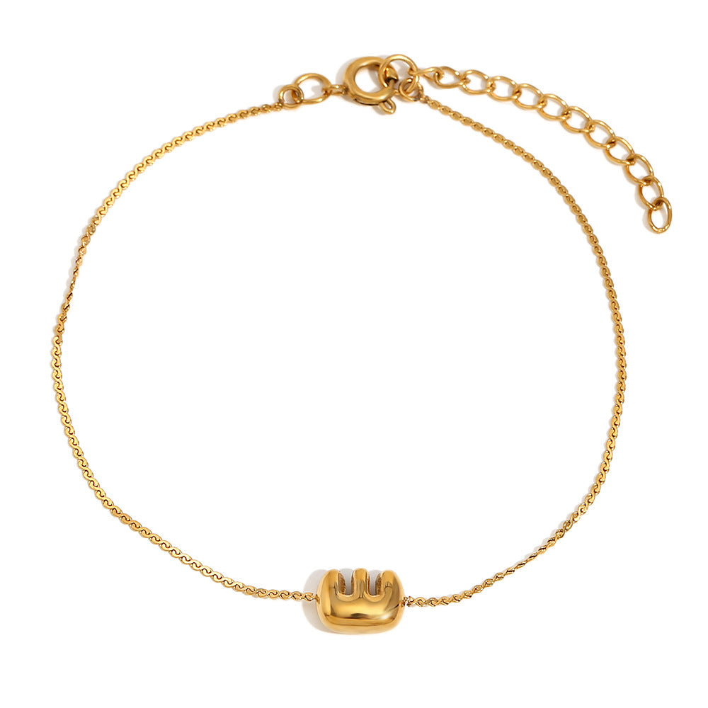 Pulsera de Burbujas para Mujer de Acero Inoxidable con Letra S Minimalista y Chapado en Oro de 18K