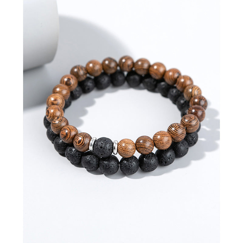 Minimalist Heart Agate Plated Bracelet Set for Unisex