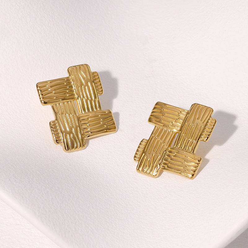 Minimalist Geometric Stainless Steel Earrings with Plating Finish for Women — Hypoallergenic, Fade-Resistant, Modern Fashion Ear Studs
