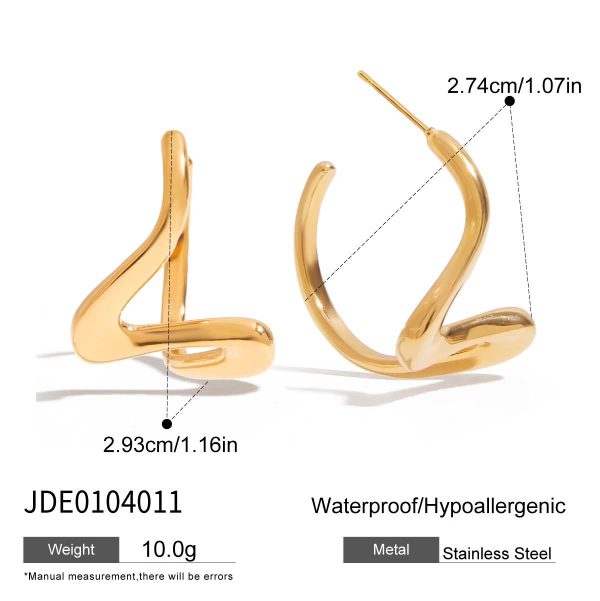 Orecchini a Cerchio da Donna Minimalisti Geometrici Rotondi in Acciaio Inossidabile Placcato con Nappe