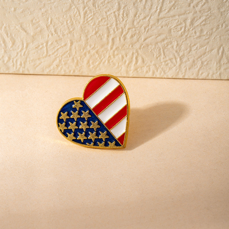 Creative Heart Shape Alloy Drip Oil Brooch for Women