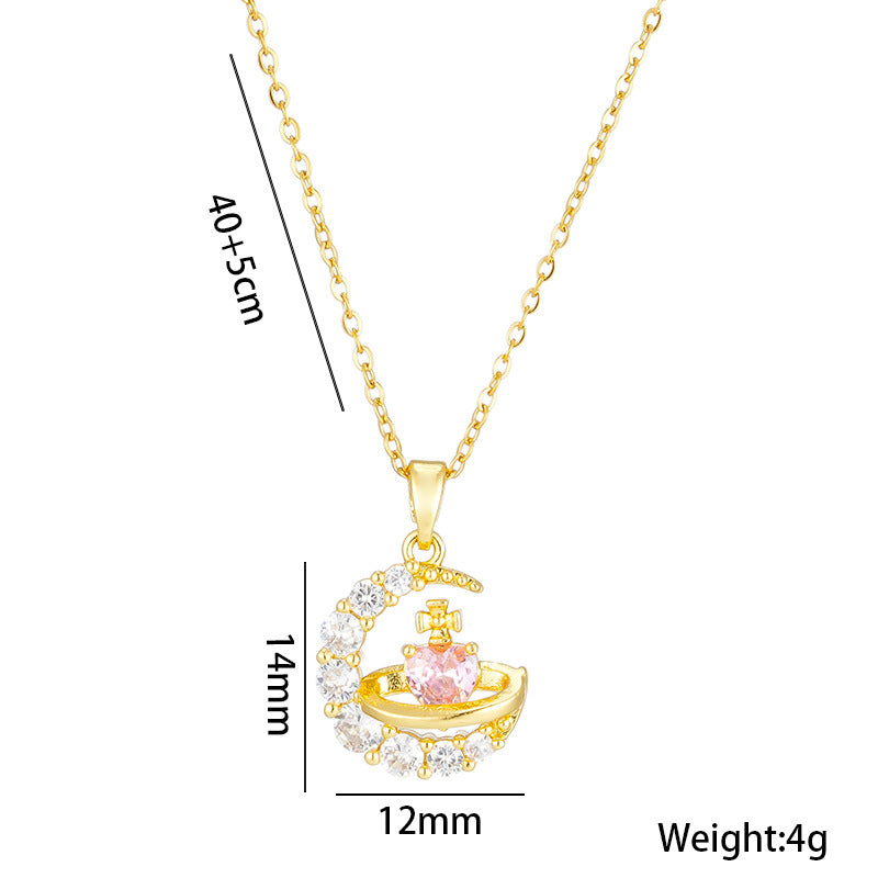 Collana da donna a cuore geometrico minimalista in acciaio al titanio con intarsio in strass e catena a cavo placcata PVD