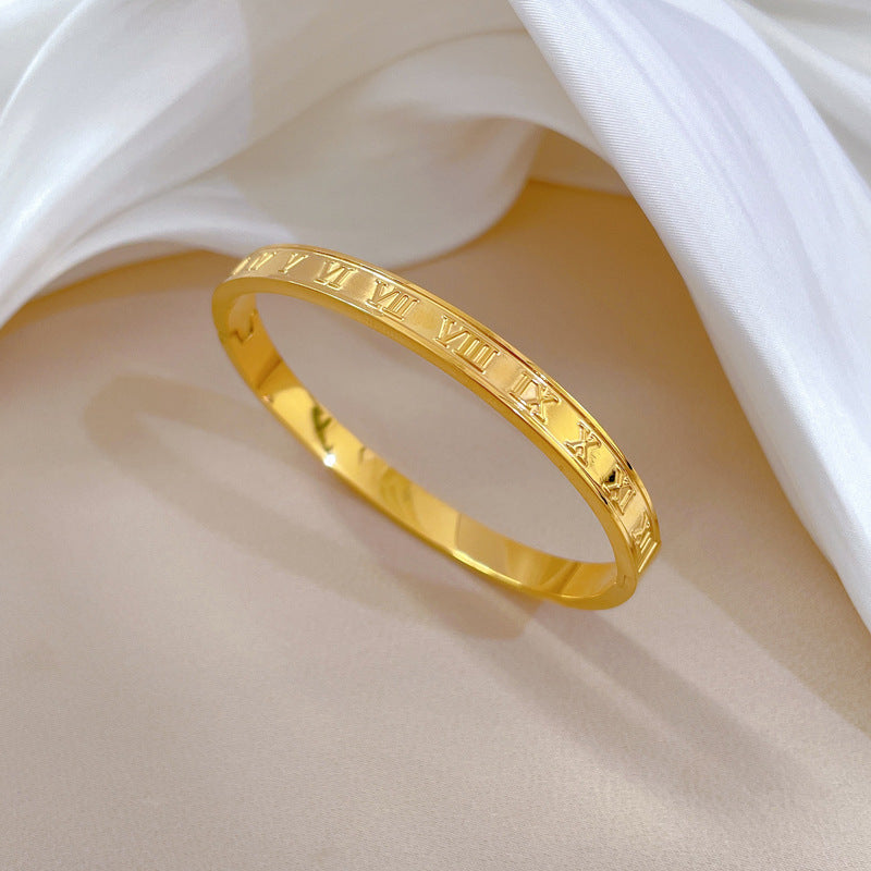 Minimalist Luxury Titanium Steel Bracelet for Women with Plated Finish Retro Elegant Design