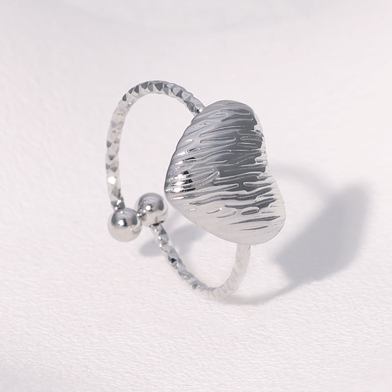 Luxury Minimalist Heart-Shaped Stainless Steel Ring with 18K Gold Plating for Women