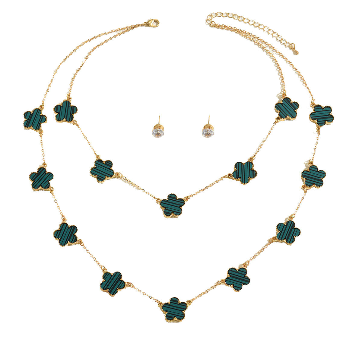 Set di collane con ciondolo in lega floreale minimalista con design a fiore di prugno e intarsi in strass per donna