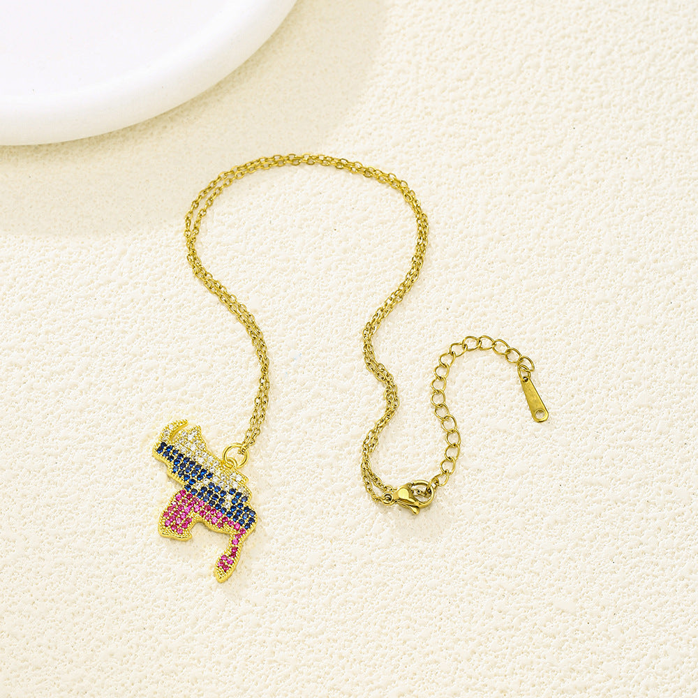 Collar de Acero Inoxidable con Colgante en Forma de Corazón y Zirconia Incrustada a la Moda para Uso Unisex