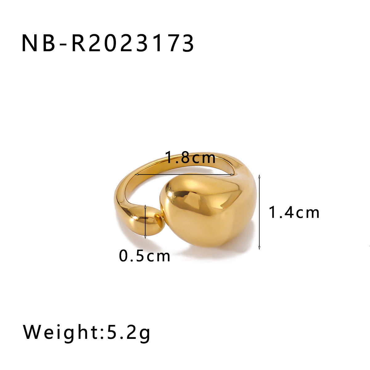 Anello geometrico in acciaio inossidabile placcato oro 18K, unisex, dal design contemporaneo e minimalista