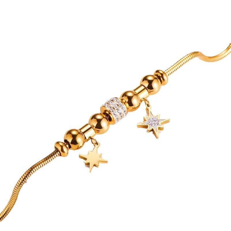 Bracciale Originale in Acciaio al Titanio Placcato con Rombi Geometrici per Uomo e Donna, Accessorio di Lusso Ispirato al Cosmo e alla Natura