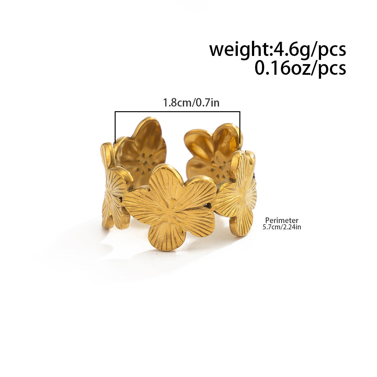 Minimalist Hollow Butterfly Floral Stainless Steel Open Toe Ring for Women