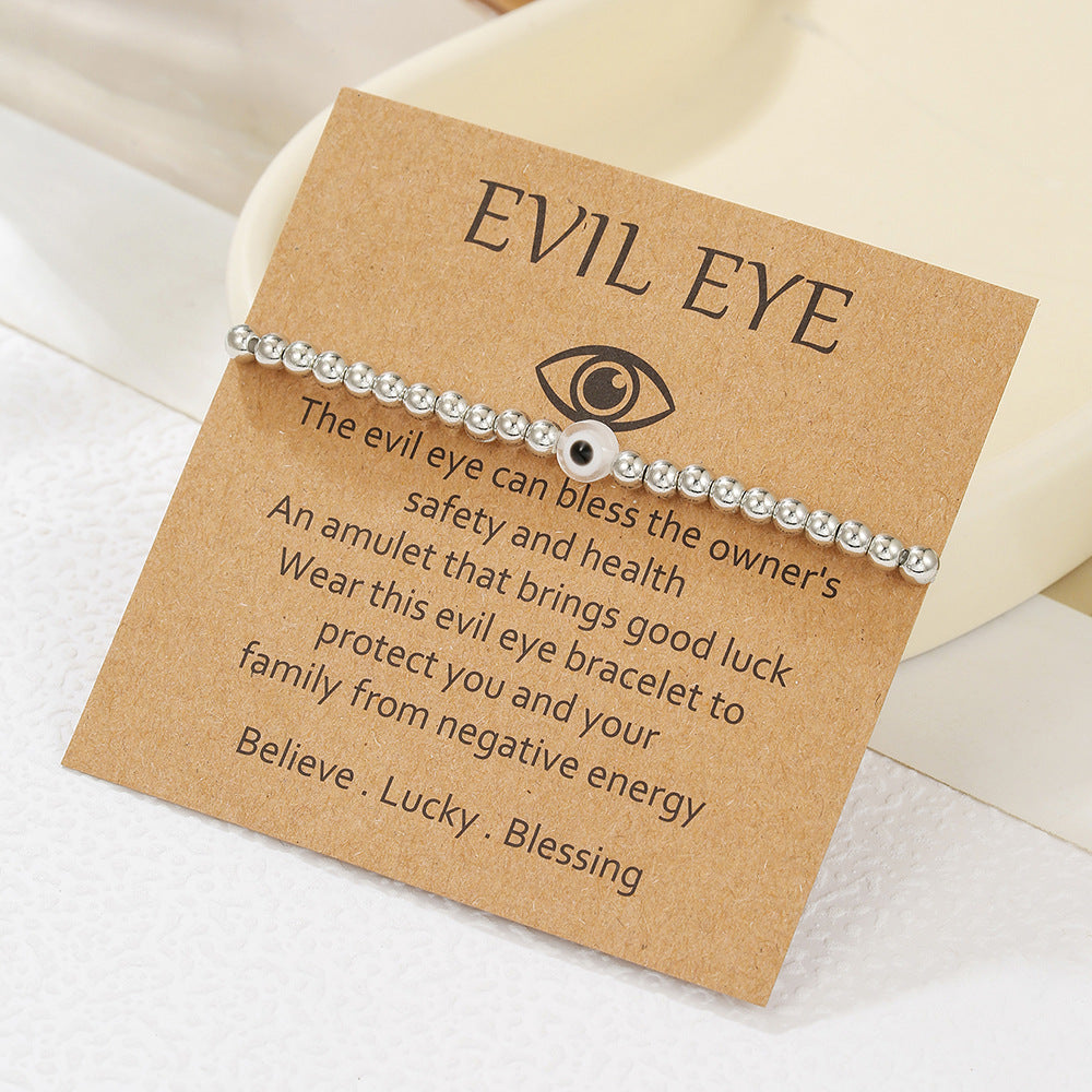Handmade Round Acrylic Evil Eye Beaded Bracelet Unisex Friendship Jewelry