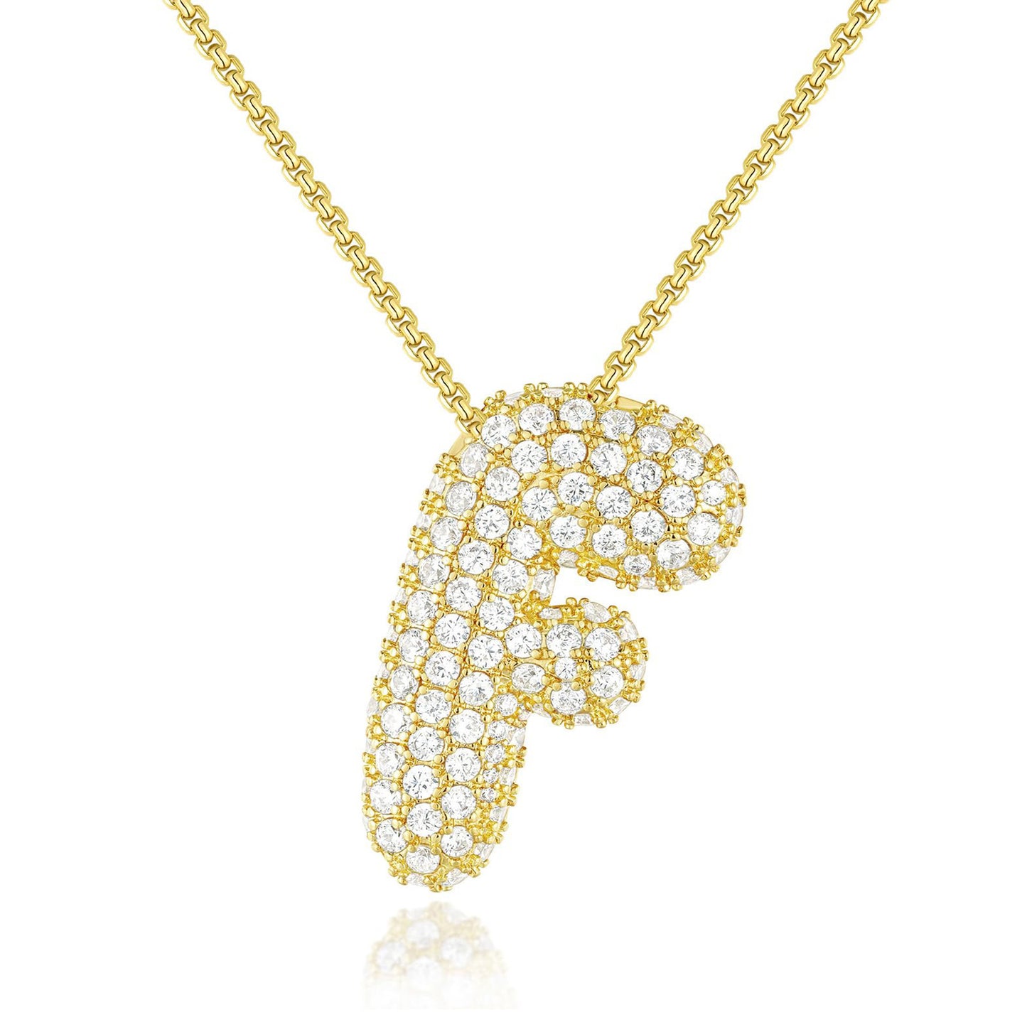 Luxury Elegant Gold Silver Plated Brass Letter Pendant Necklace with Cubic Zirconia for Women