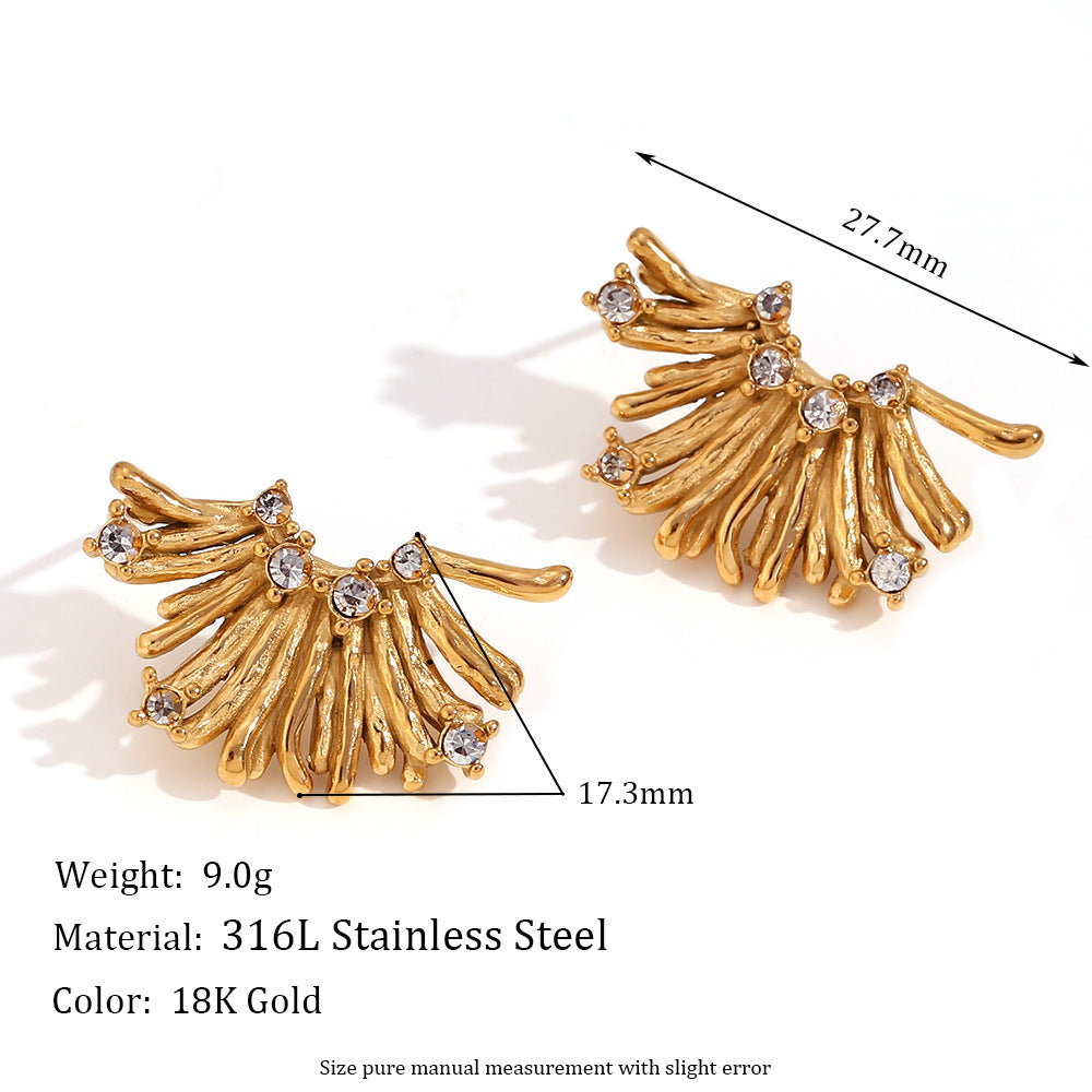 Vintage Geometric Stainless Steel Earrings with 18K Gold Plating for Women