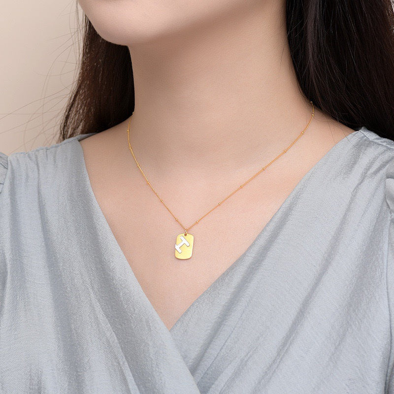 Minimalist Letter H Pendant Necklace in Titanium Steel with Plated Finish for Women and Men
