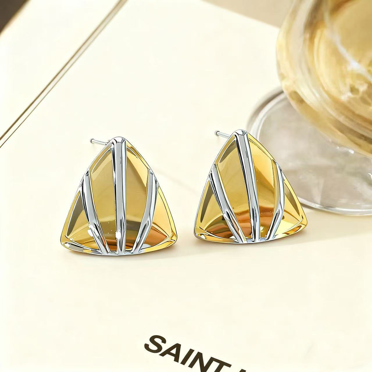 Elegant Casual Triangle Geometric Plated Stainless Steel Earrings for Women