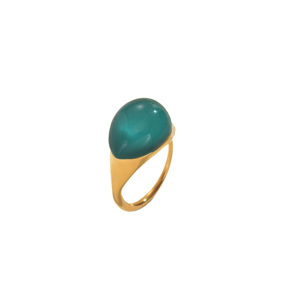 Anello aperto geometrico minimalista da donna in lega di zinco con intarsio di gemma smeraldo