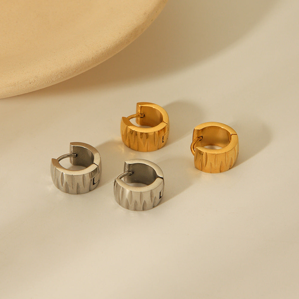 Minimalist Geometric Stainless Steel Hoop Earrings with 18K Gold Plating for Women