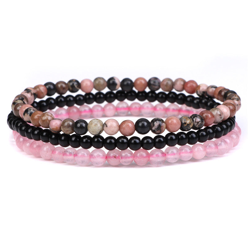 Vintage Minimalist Geometric Agate Beaded Bracelet Unisex Elastic Stretch Handmade Jewelry Set