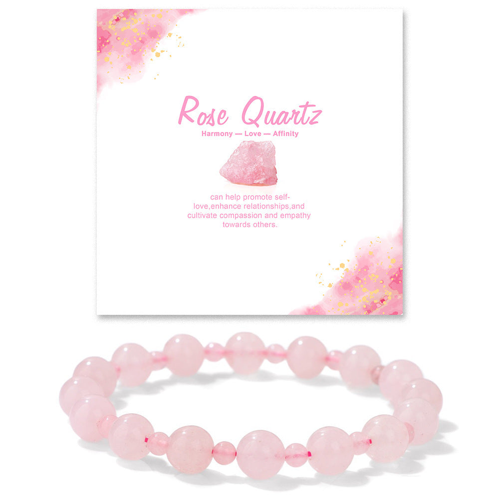 Minimalist Sweet Natural Crystal Beaded Bracelet Unisex 8mm Elastic Stretch Bangle with Star and Geometric Charms