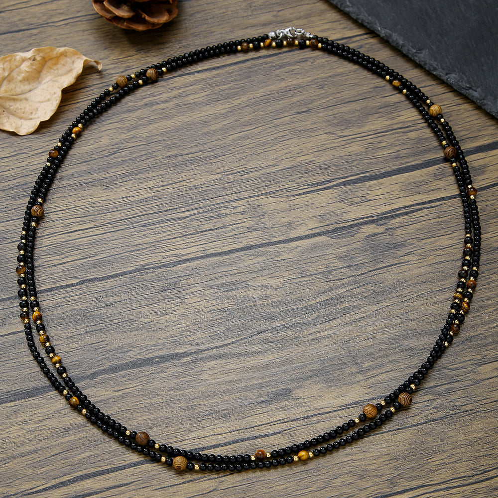 Ocean Style Geometric Round Turquoise Shell Coconut Shell Alloy Pendant Handmade Adjustable Woven Necklace for Men and Women