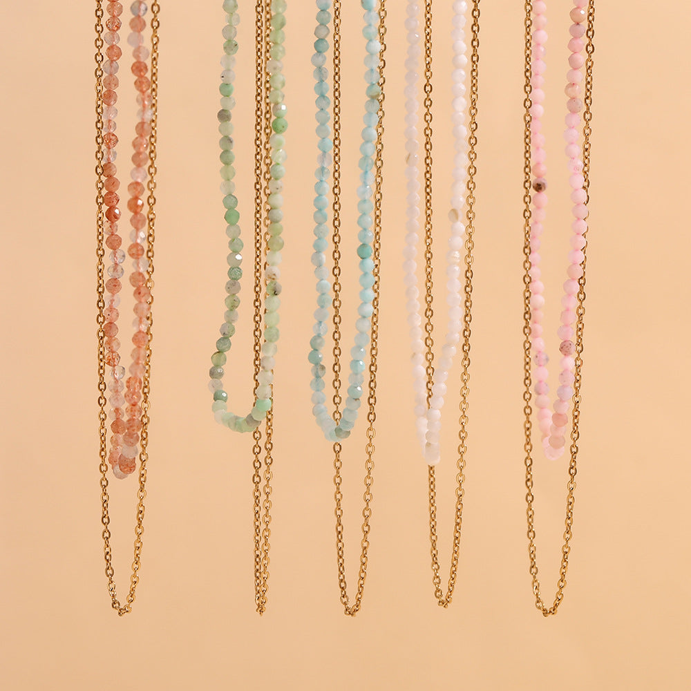 Collana da donna a doppio strato con anelli a O in acciaio inossidabile placcato oro 18 carati con design geometrico minimalista