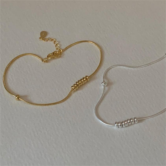 Bracciale a serpente geometrico minimalista in argento sterling 925 con maglie quadrate smussate