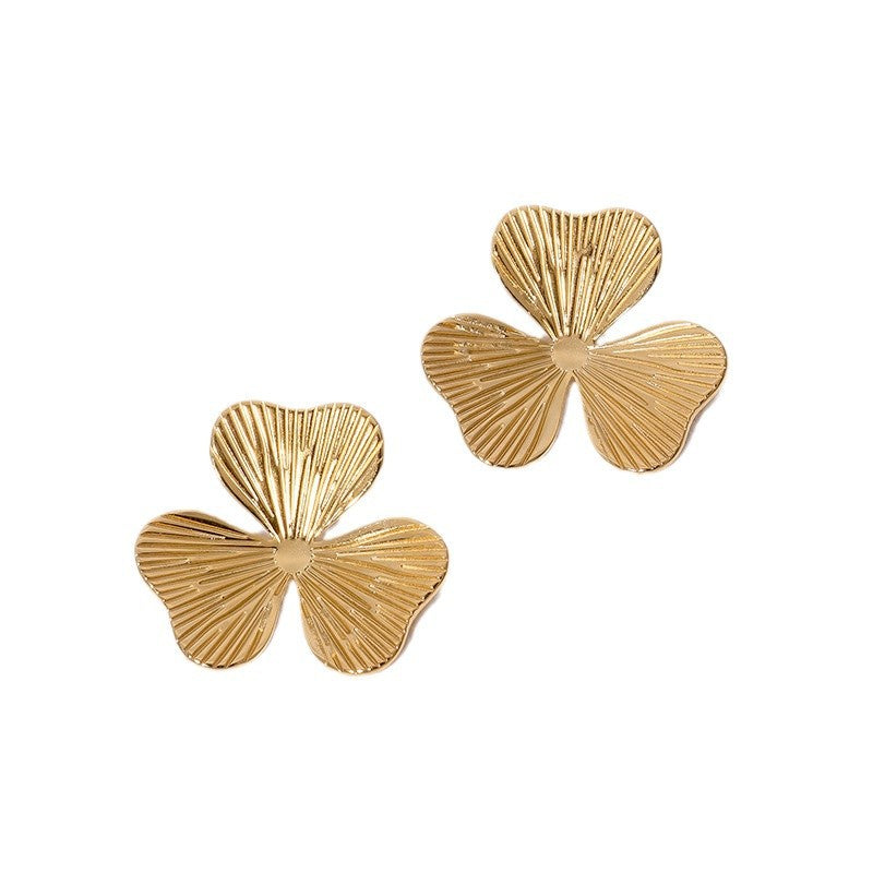 Orecchini a perno floreali minimalisti in acciaio inossidabile da donna con placcatura in oro, design unico e sobrio