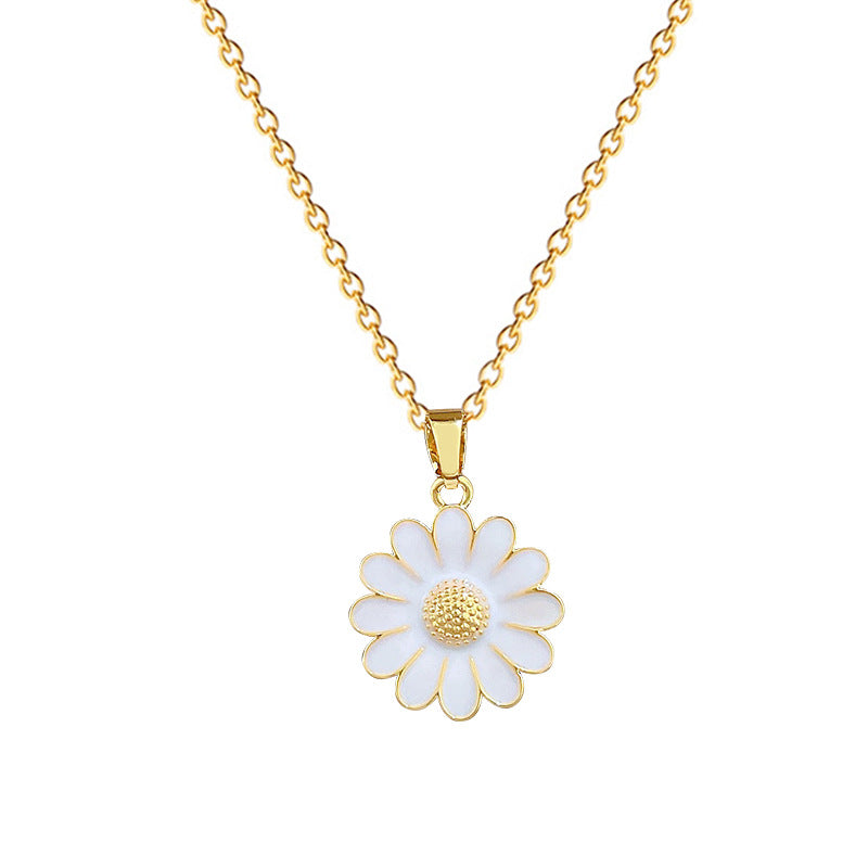 Sweet Minimalist Plant Moon Drip Oil Rhinestone Pendant Necklace Titanium Steel Cable Chain for Unisex