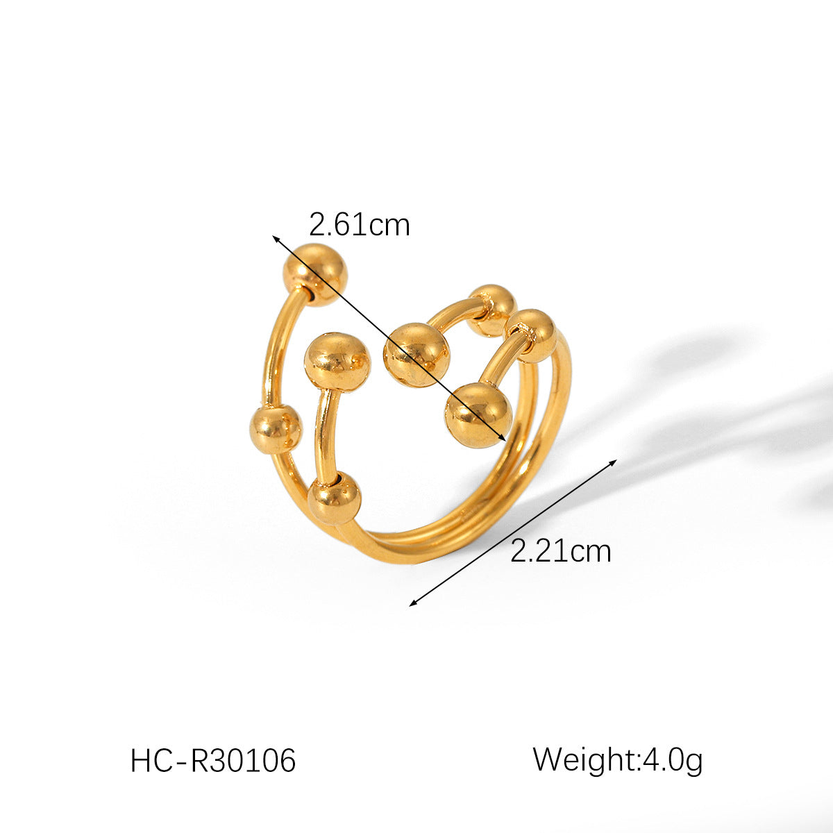 Anello aperto geometrico da donna stile Instagram in acciaio inossidabile con intarsio in perla e conchiglia e finitura placcata