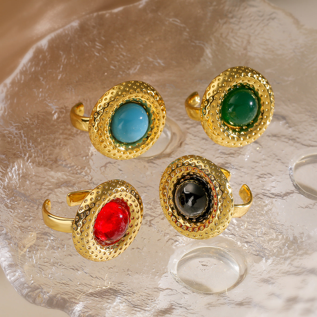 Anello Aperto Geometrico Vintage da Donna in Ottone con Placcatura in Oro 18K, Forma Irregolare, Alla Moda e Versatile