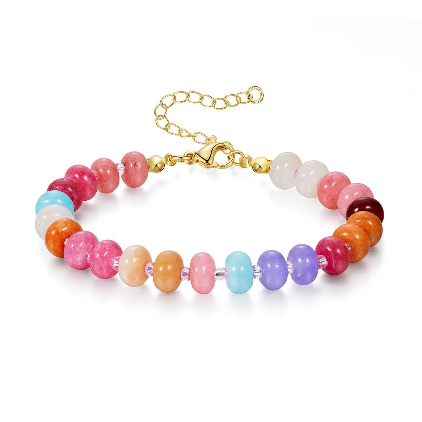 Bohemian Natural Gemstone Round Beaded Bracelet for Women