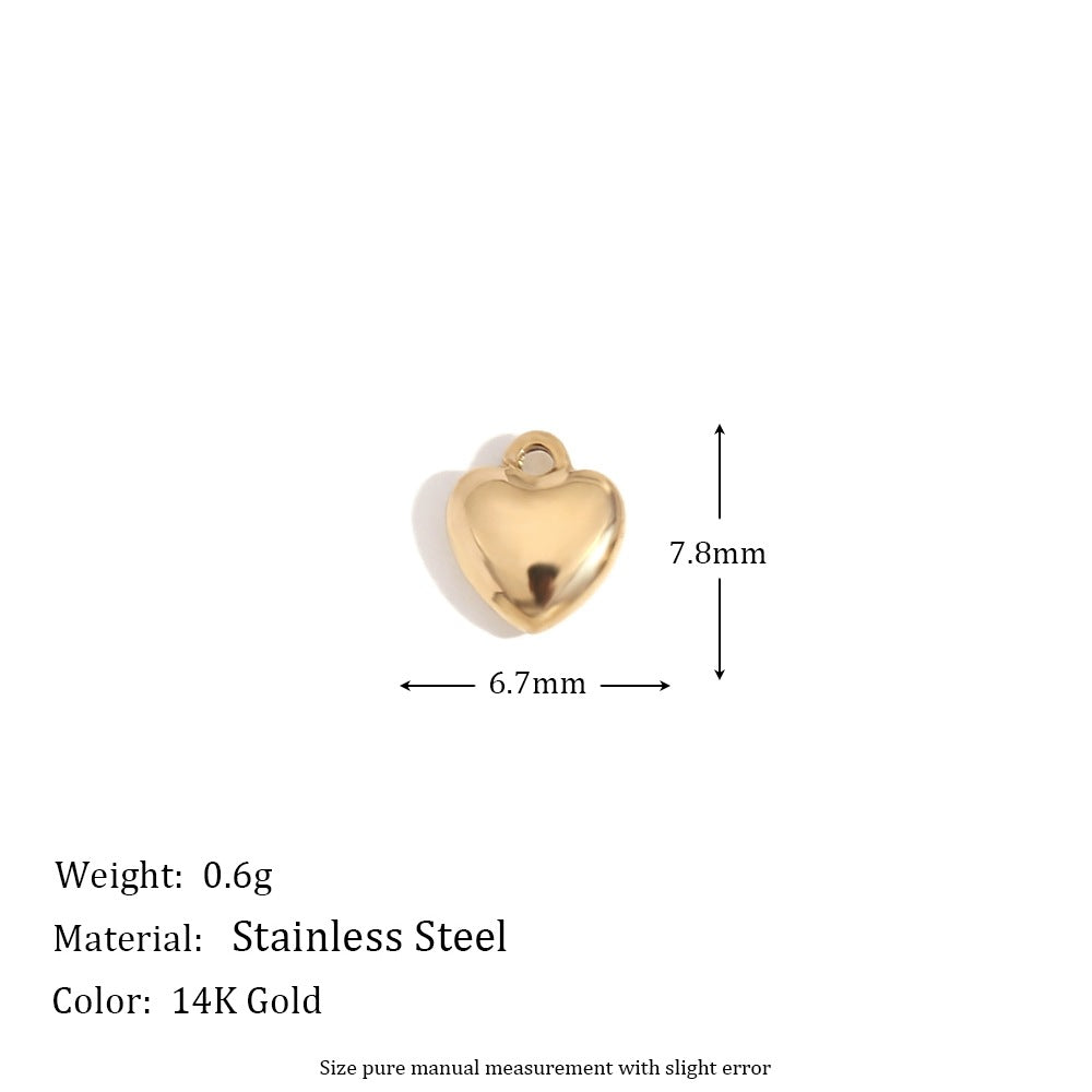 Minimalist Geometric Pendant with 14K Gold Plated Stainless Steel Round Heart Shape and Greek Key Pattern for DIY Jewelry Making
