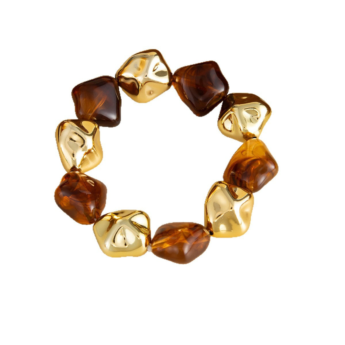 Irregular Pleated Acrylic Bracelet with Drip Oil Finish Geometric Round Design