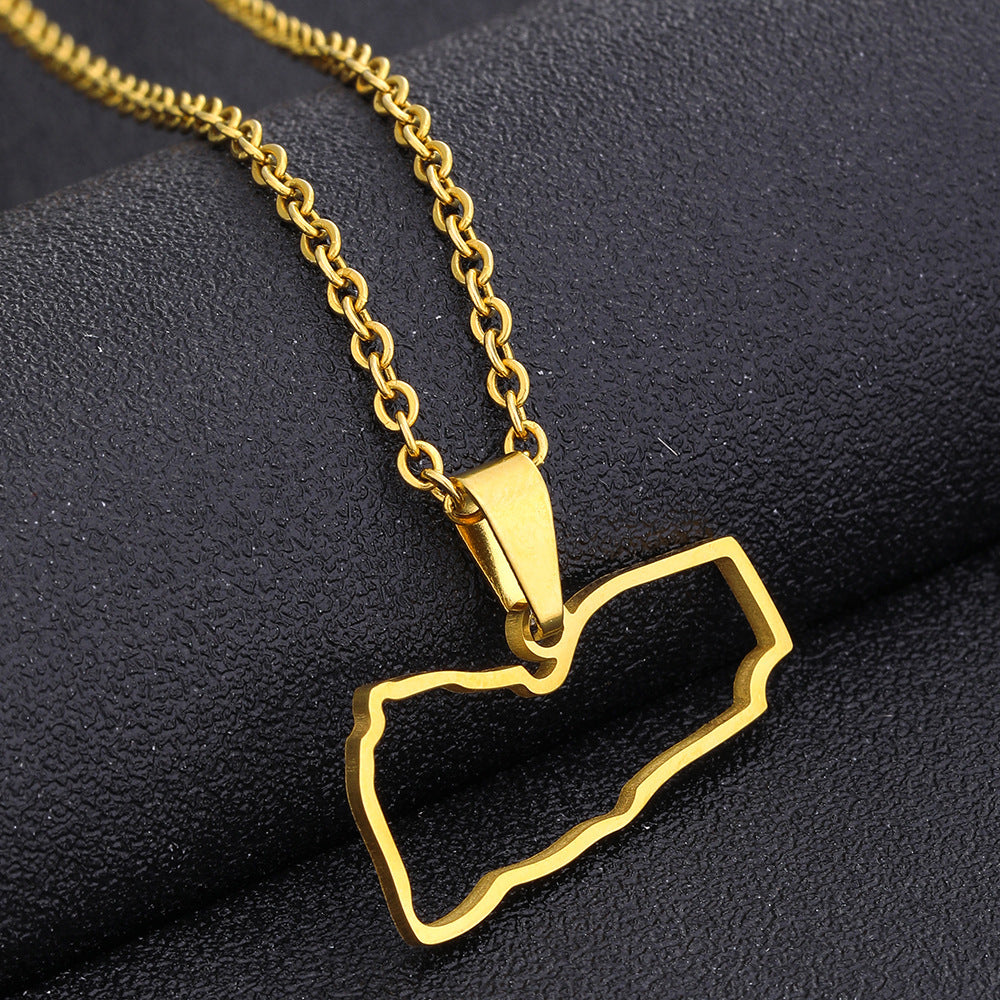 Collana Minimalista Geometrica con Ciondolo in Acciaio Inossidabile con Charm in Acciaio al Titanio e Finitura Placcata per Uomo e Donna Stile Casual