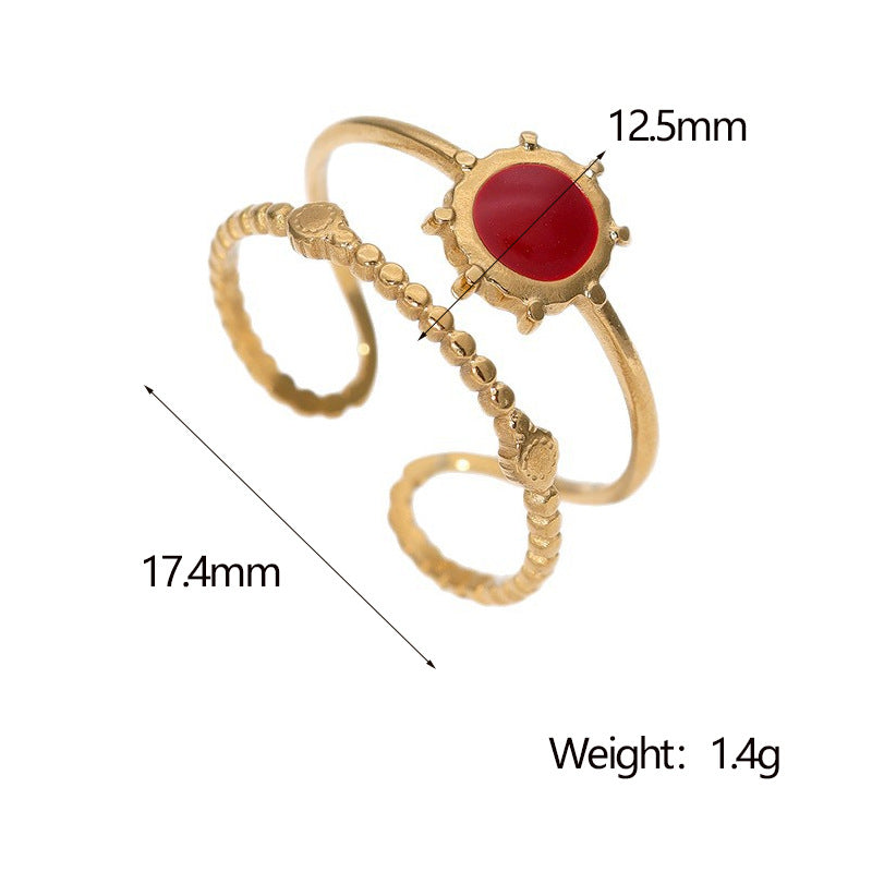 Anello regolabile geometrico minimalista da donna in acciaio inossidabile con finitura smaltata