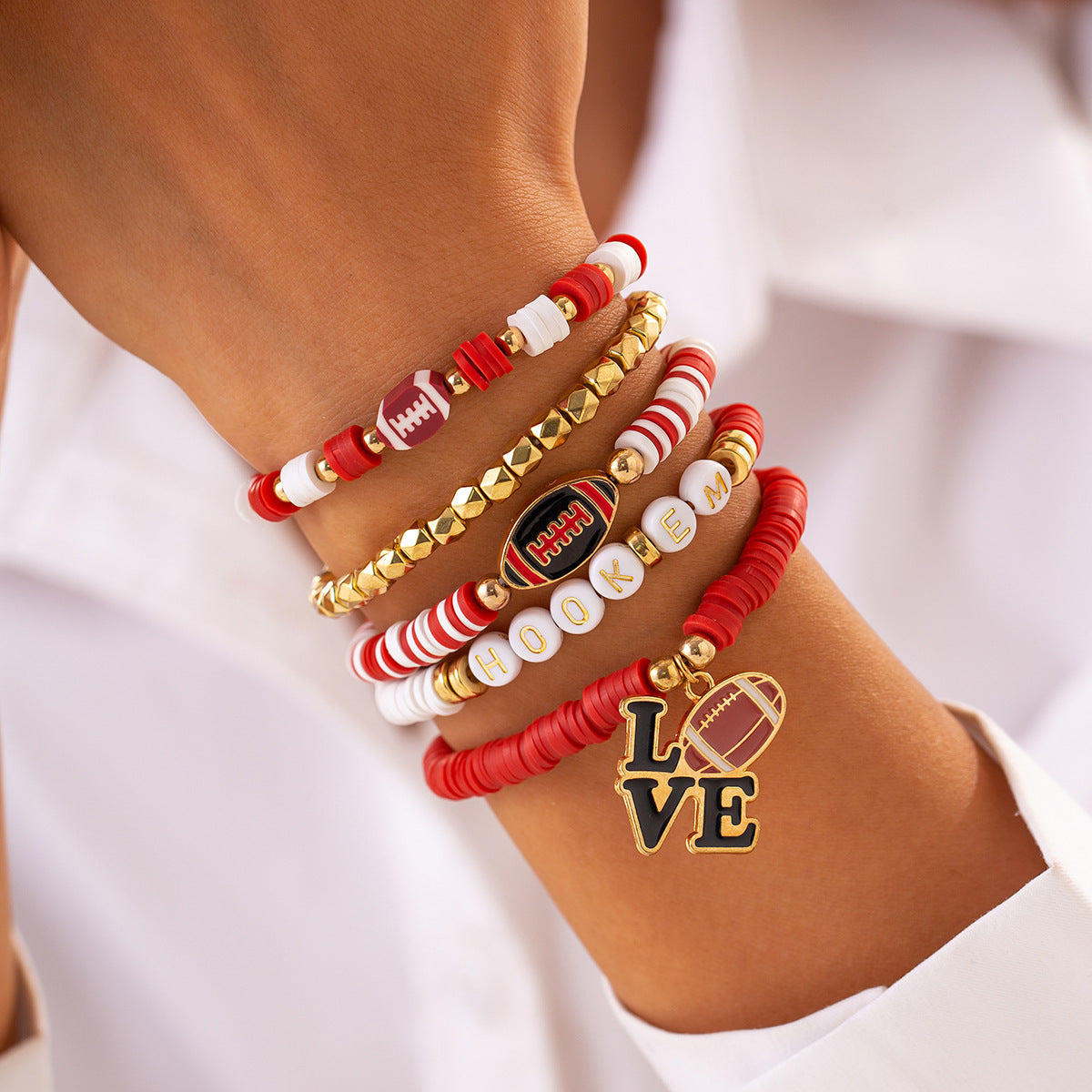 Personalized Letter Shape Acrylic and Polymer Clay Pendant Bracelet Set with Enamel Finish for Women