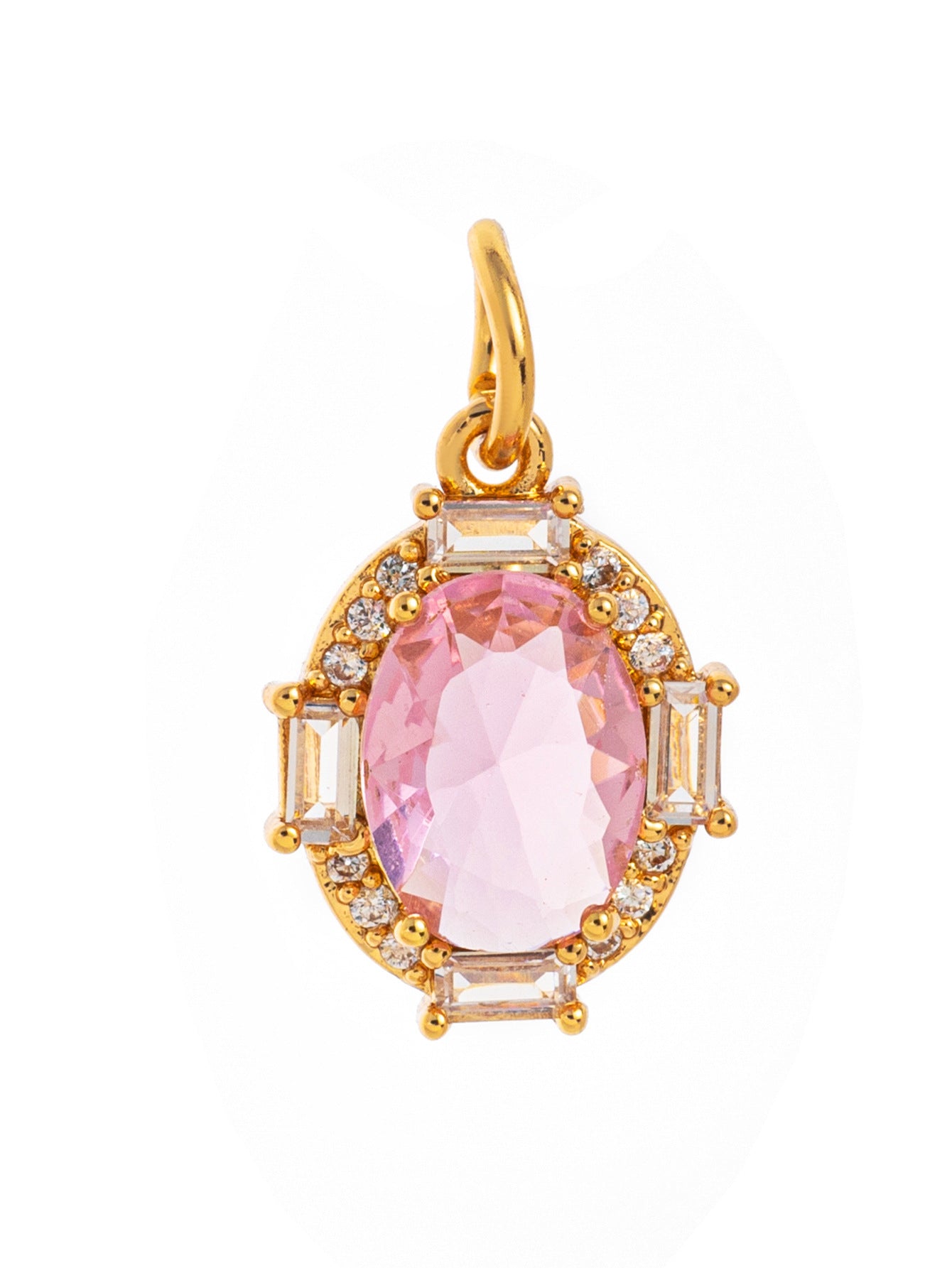 Minimalist Oval Geometric Brass Pendant with Cubic Zirconia December Birthstone for Women
