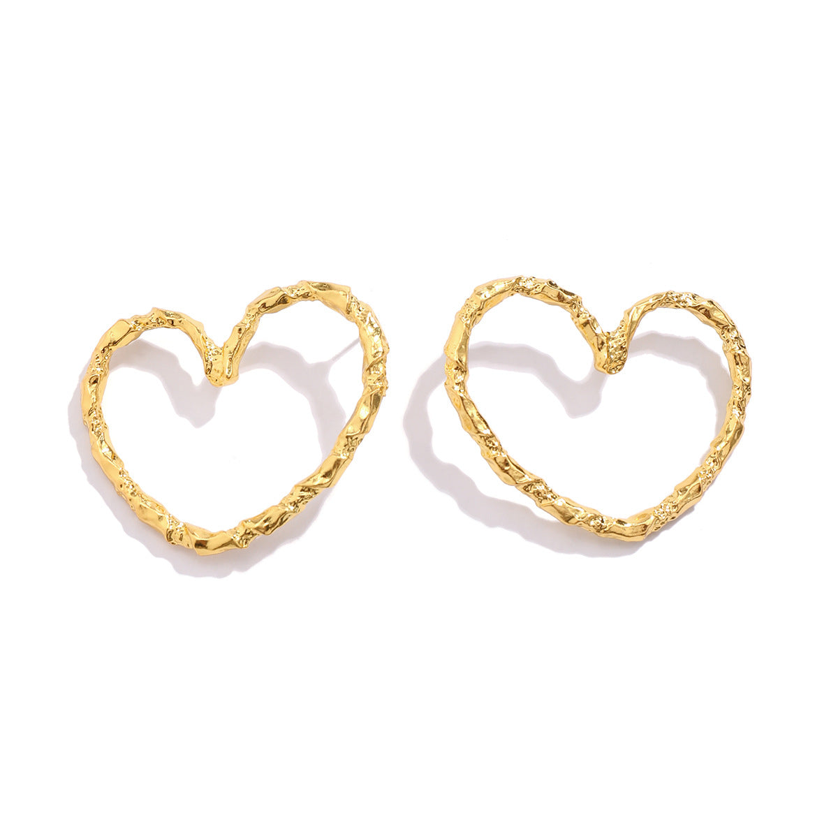 Pendientes de aleación geométrica exagerados en forma de corazón con borla para mujer, poste de acero inoxidable electrochapado