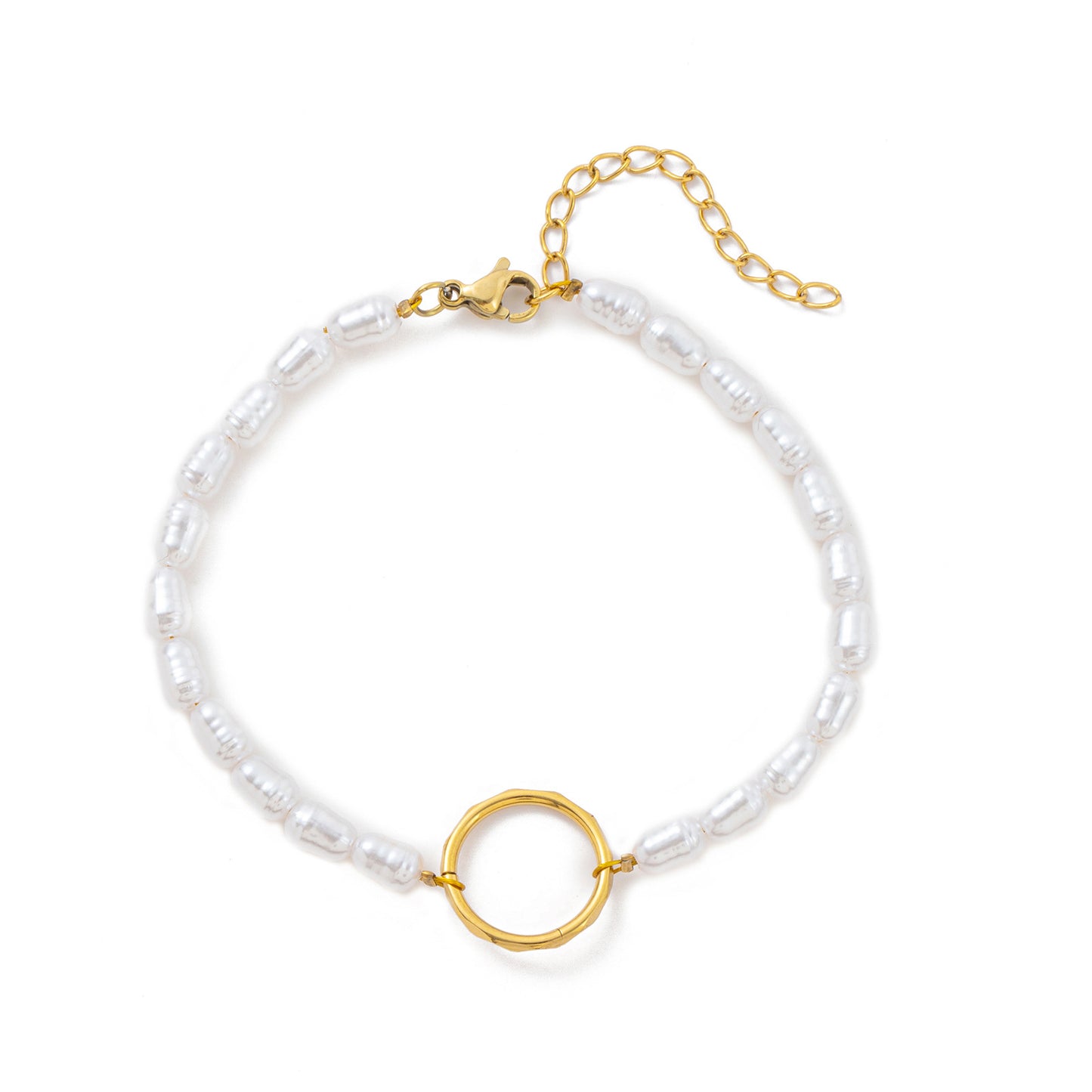 Gold Plated Brass Pearl Beaded Charm Bar