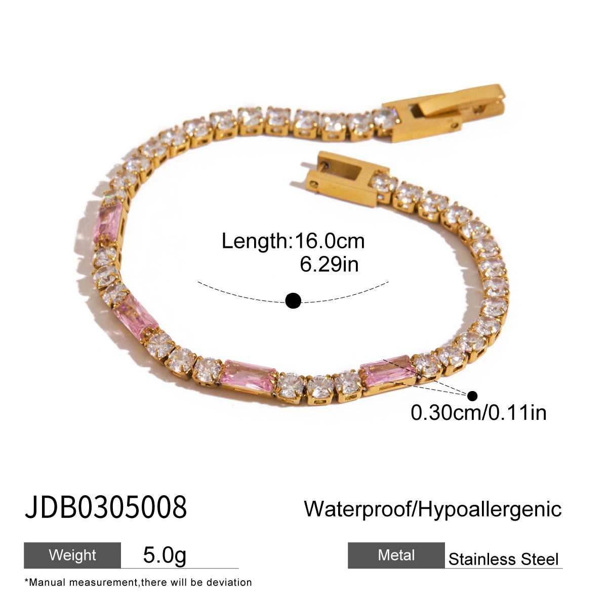 Luxury Elegant Heart Star Titanium Steel Cubic Zirconia Bracelet Plated