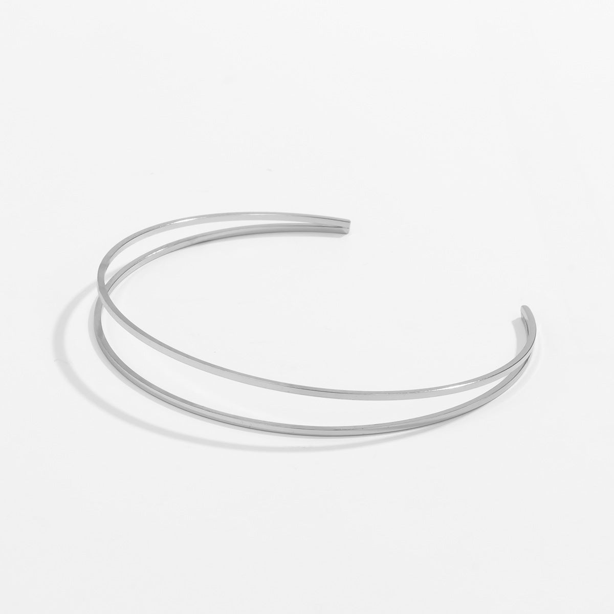Bracciale da donna in lega a doppia maglia a C, cavo, minimalista, con finitura galvanica