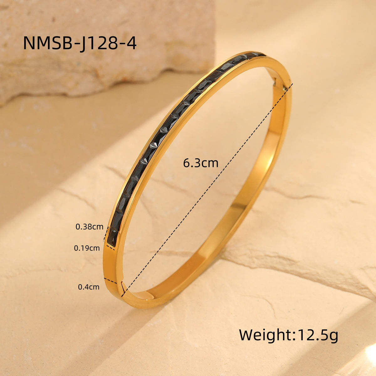 Elegante Pulsera Geométrica de Acero Inoxidable con Incrustaciones de Zirconia de Colores y Acabado Bañado para Mujer