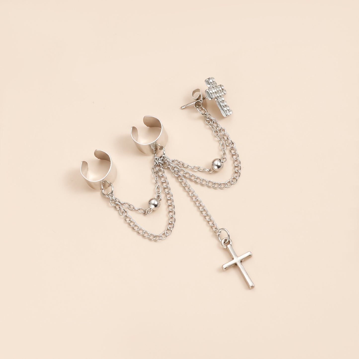 Orecchini a clip da donna alla moda con design geometrico a U in lega, finitura galvanizzata e dettagli in strass