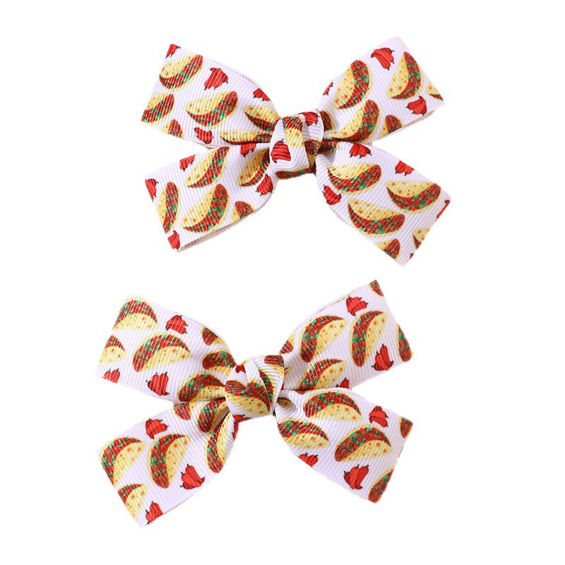 Natural Style Bow-Shaped Polyester Hair Clip for Girls with Ruffled and Mesh Details, Duckbill Clip Design